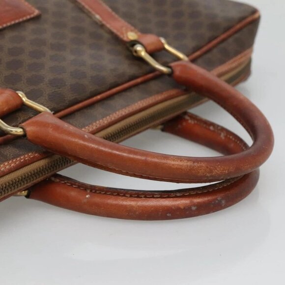 CELINE Macadam Canvas Hand Bag PVC Leather Brown Gold - Picture 7 of 15